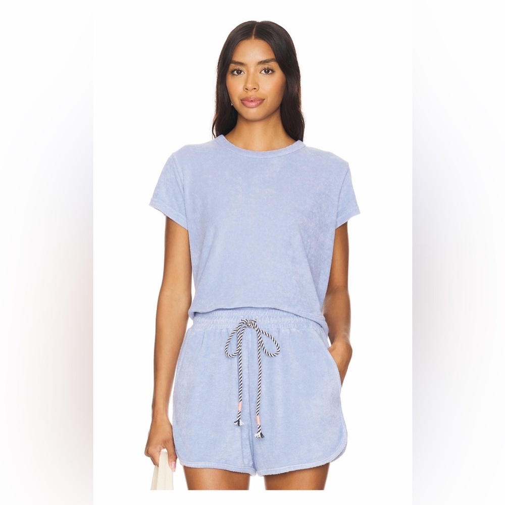 Courtside Pullover in Blue Linen. NEW